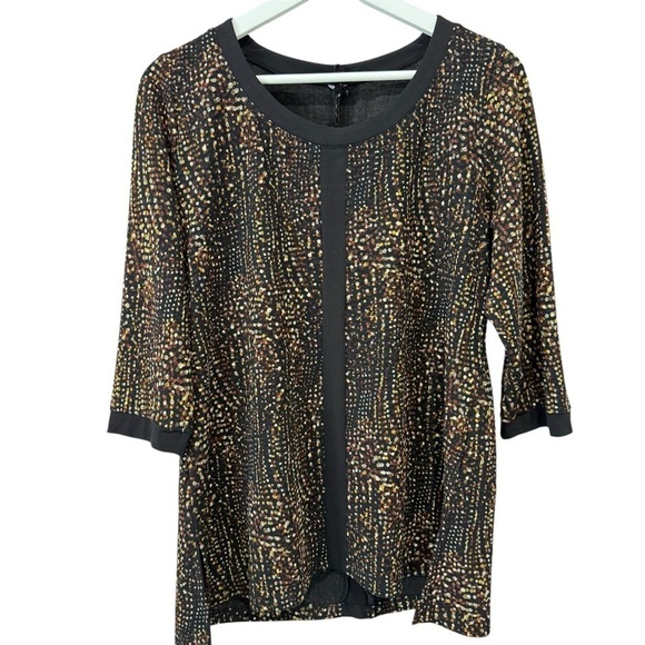 Allison Daley Tops - Allison Daley Tunic Blouse Earthtone Brown, Cream, Red Polka Dot 3/4 Sleeve